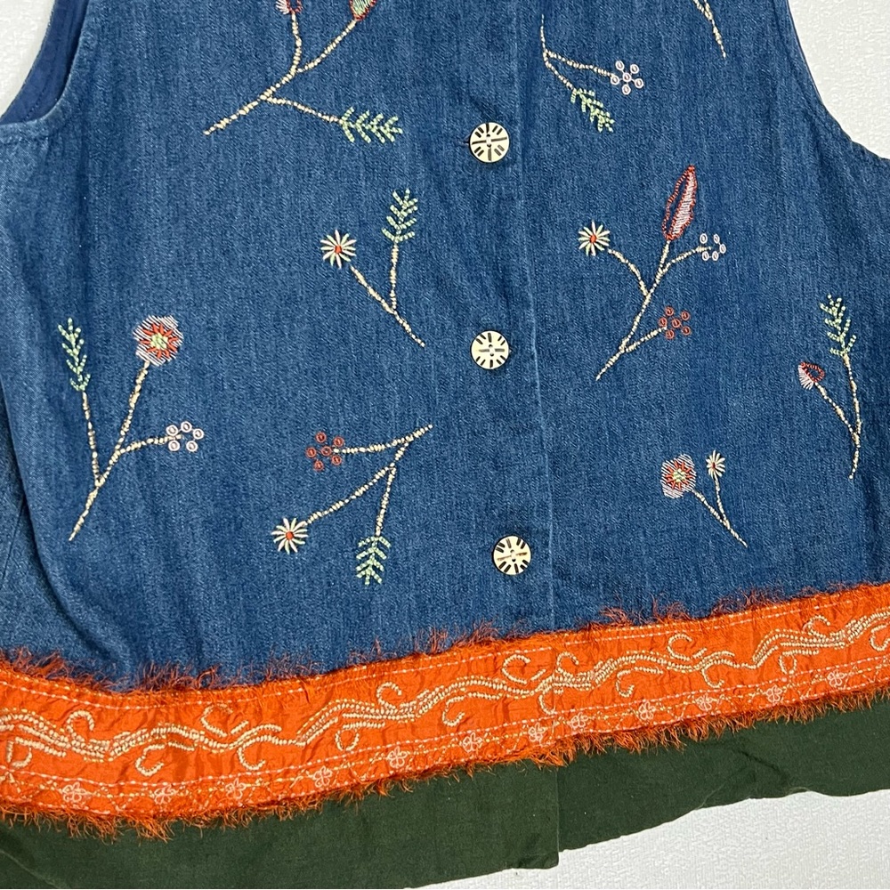 Orvis Embroiderd Jean Vest Button Up Vest Size L - Picture 2 of 6